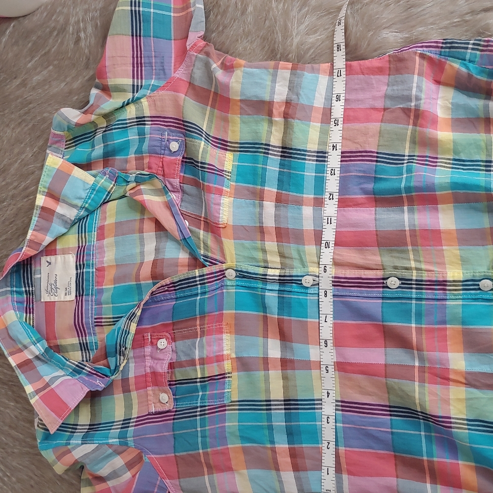 American Eagle Button Down Madras Plaid Shirt - image 5